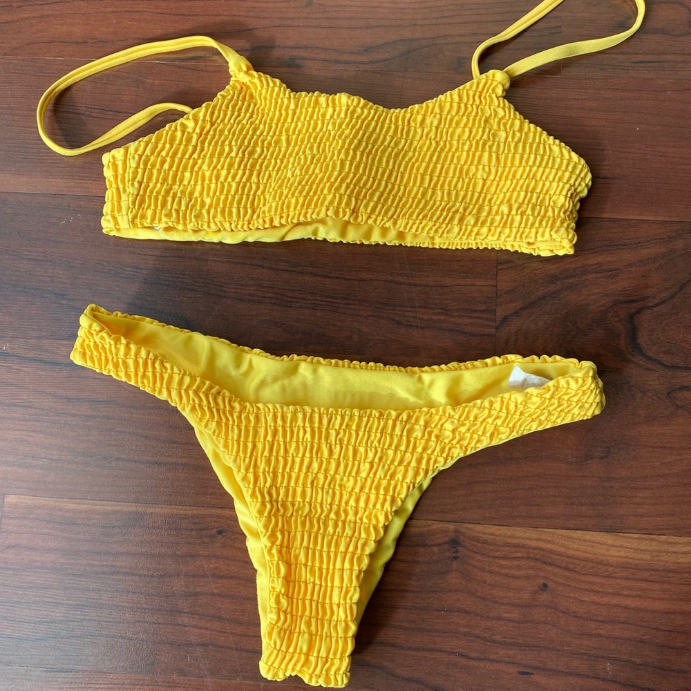 Yellow Shirred Bikini